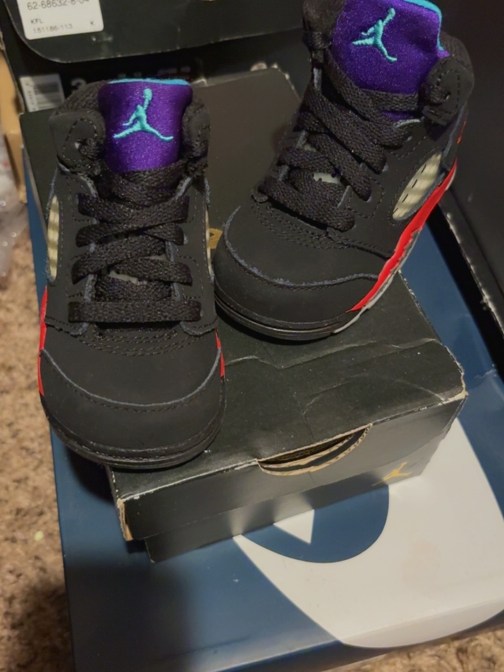 Jordan Toddler Black/Purple/Teal Basketball Sneakers